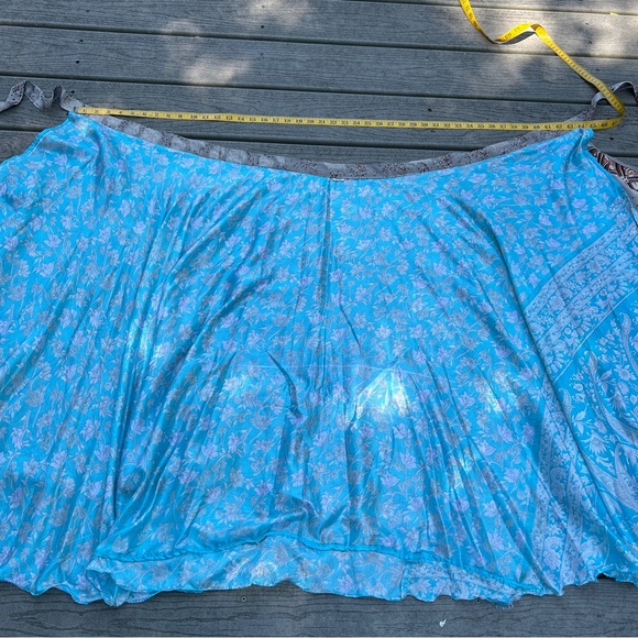 Double Layer Patterned Grey and Blue Women's Maxi Skirt. One Size. - Picture 8 of 10